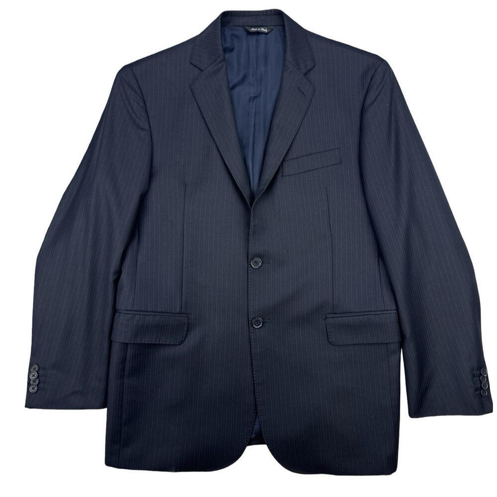 Yves Saint Laurent Pour Homme Wool Blazer Jacket Striped Navy Size US 42 R